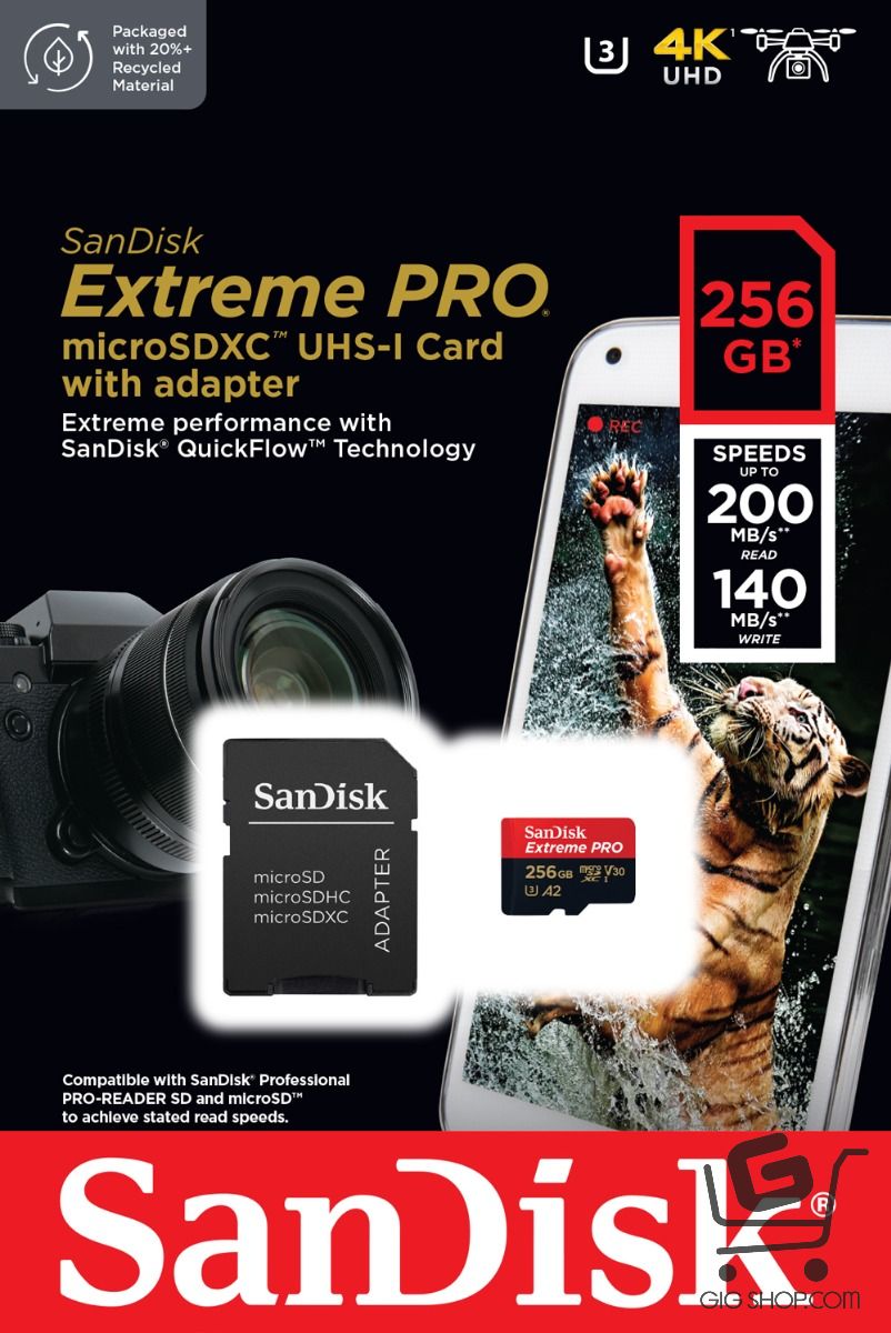 SanDisk Extreme PRO microSDXC UHS-I Card with Adapter - 256GB